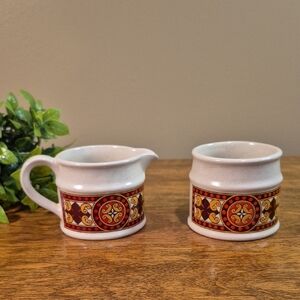 SADLER Vintage 'Celtic Rancher Border Mission' Stoneware Creamer & Open Sugar